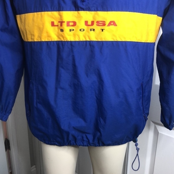 Limited America USA Sport Yellow Blue Pullover Hood M - Picture 2 of 7